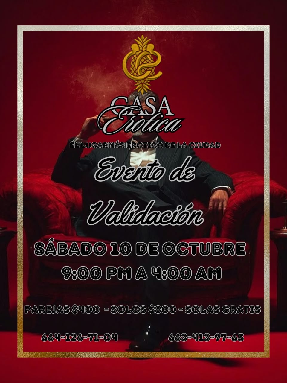 Evento de Validación, sábado 10 de octubre, Casa Erótica Tijuana