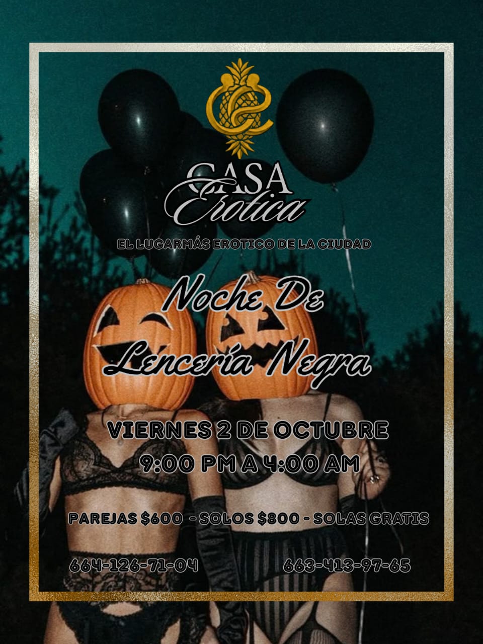 Noche de Lencería Negra, viernes 2 de octubre, Casa Erótica Tijuana